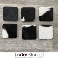 Koeienhuid onderzetters zwart wit 10x10cm - thumbnail