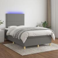 Boxspring met matras en LED stof donkergrijs 120x200 cm