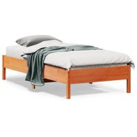 Bedframe zonder matras massief grenenhout wasbruin 75x190 cm