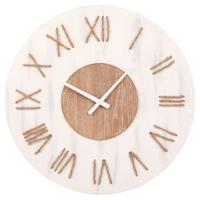 Ostaria Wandklok/muur klok - Maritiem - D50 cm - MDF/touw - wit/bruin - woonkamer/strandhuis Ostaria Wandklok/muur klok - Maritiem - D50 cm - MDF/touw - wit/bruin - woonkamer/strandhuis