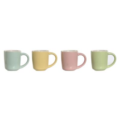 Set van koffiekopjes Home ESPRIT Geel Blauw Groen Roze Porselein 90 ml 4 Onderdelen
