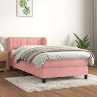Boxspring met matras fluweel roze 100x200 cm
