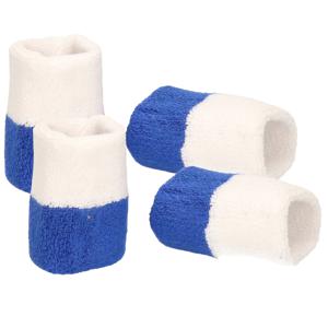 Pols zweetbandjes blauw/wit - voor volwassenen - 4x stuks