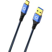 Oehlbach USB Plus C3 USB 3.2 Gen 1 (USB 3.0) [1x USB 3.2 Gen 1 stekker A (USB 3.0) - 1x USB-C stekker] 1.00 m Blauw Vergulde steekcontacten