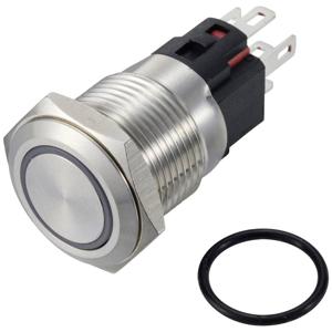 TRU COMPONENTS TC-12647536 Druktoets 250 V/AC 3 A 1x uit/(aan) IP65 Rood Moment RVS 1 stuk(s)