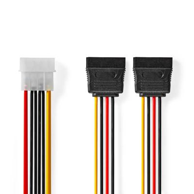 Nedis Interne Voedingskabel | Molex Male | 2x SATA 15-Pins Female | Verguld | 0.15 m | Rond | PVC | Multicolour | Doos - CCGB73520VA015