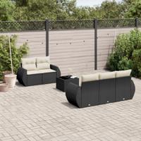 6-delige Loungeset met kussens poly rattan zwart 6-delige Loungeset met kussens poly rattan zwart