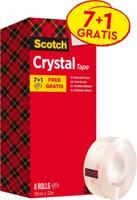 Scotch plakband Crysal Tape, ft 19 mm x 33m, 1 x value pack met 8 rollen waarvan 1 gratis