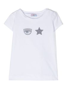 Chiara Ferragni Kids t-shirt en coton à ornements - Blanc