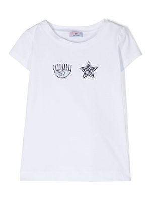 Chiara Ferragni Kids t-shirt en coton à ornements - Blanc