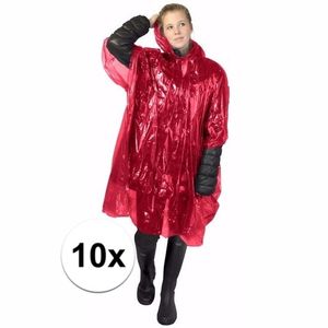 10x rode noodponcho doorschijnend One size  -