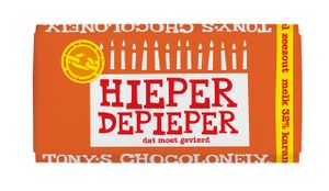 Chocolade Tony&apos;s Chocolonely reep 180gr melk karamel zeezout "Hieper de pieper"