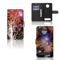 Motorola Moto Z2 Force Wallet Case met Pasjes Vuurwerk - thumbnail
