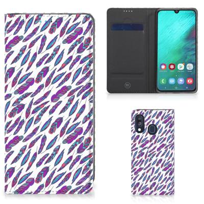 Samsung Galaxy A40 | Hoesje met Magneet | Feathers Color Samsung Galaxy A40 | Hoesje met Magneet | Feathers Color