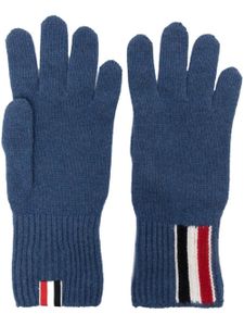 Thom Browne gants en maille intarsia à rayures RWB - Bleu