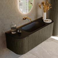 Badmeubel Mondiaz Kurve | 130 cm cm | Meubelkleur Shadow | Wastafelkleur Urban | Solid surface | Wasbak midden spoelbak | Zonder kraangat(en)