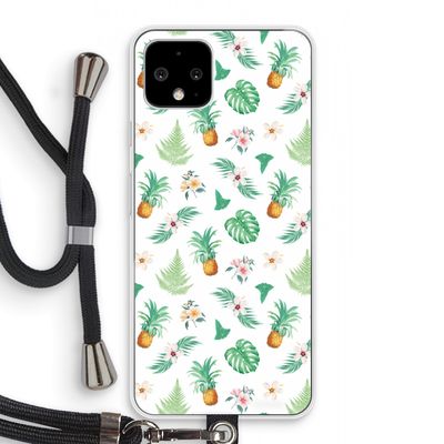 Ananas bladeren: Pixel 4 Transparant Hoesje met koord