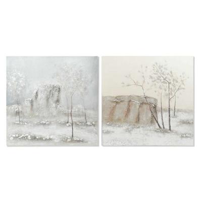 Canvas DKD Home Decor Pijnboom Canvas 100 x 3,8 x 100 cm (2 Onderdelen)