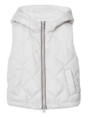 Brunello Cucinelli Kids gilet matelassé à capuche - Gris