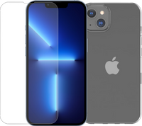 BlueBuilt Apple iPhone 14 Plus Screenprotector Glas + BlueBuilt Soft Case Back Cover - thumbnail