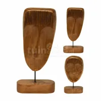Ornament Gezicht op voet Hout Assorti 1st