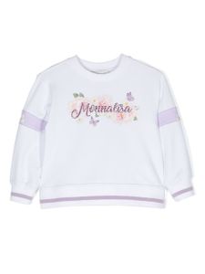 Monnalisa sweat rayé à fleurs imprimées - Blanc