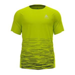 Odlo Essential Print hardloopshirt korte mouw geel heren S