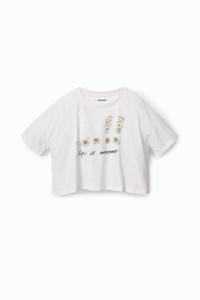 Cropped T-shirt met madeliefjes - WHITE - 13/14