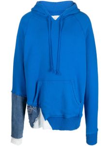 Greg Lauren hoodie en coton Fragment à empiècements - Bleu