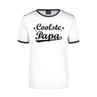 Coolste papa wit/zwart ringer t-shirt voor heren - thumbnail