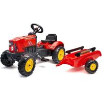 FALK - Rode Supercharger traptractor met te openen motorkap en aanhanger