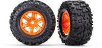 Tires & wheels, assembled, glued (X-Maxx orange wheels) (TRX-7772T)