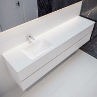 Mondiaz Vica Cloud badmeubel wit mat 200 cm 4 lades solid surface enkele spoelbak links 1 kraangat