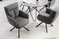 Draaibare retro stoel BIG GEORGE grijs met armleuningen en Bonnell veerbekleding - 42082