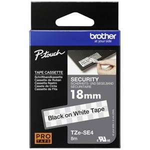 Brother TZe-SE4 Labeltape beveiliging Tapekleur: Wit Tekstkleur: Zwart 18 mm 8 m