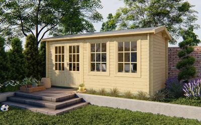 Tuindeco Justine Blokhut 500x250 cm 40 mm vuren blank- Zadeldak- Onbehandeld vurenhout- Tuindeco