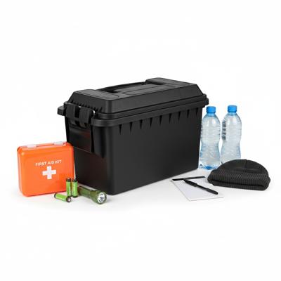 Nood Pakket opberg box kist - waterdicht - kunststof - 36 x 19 x 22 cm - 14 liter Nood Pakket opberg box kist - waterdicht - kunststof - 36 x 19 x 22 cm - 14 liter