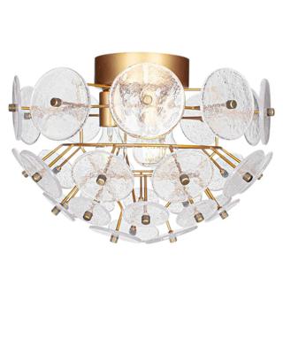 Plafondlamp messing en glas met 3 E27 fittingen By Rydens Retrow