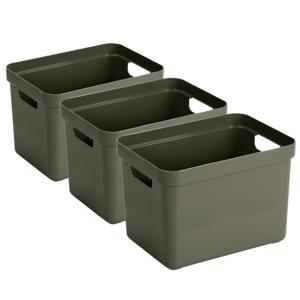 Sunware Opbergbox Sigma - 6x - kunststof - donkergroen - 18 liter - Opbergbakken/opbergers
