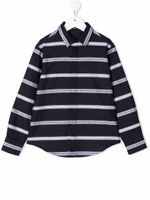 Balmain Kids chemise rayée à logo imprimé - Bleu - thumbnail