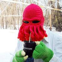 Amurleopard Unisex Barbarian gebreide muts Octopus tentakel Cap Winter Warm gezicht masker gehaakte Hat(Red) Amurleopard Unisex Barbarian gebreide muts Octopus tentakel Cap Winter Warm gezicht masker gehaakte Hat(Red)