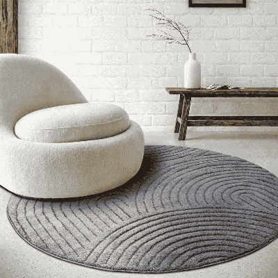 Vloerkleed Panglao Rond Antraciet ⌀ 200 Cm Elle Decoration - Dekbed-Discounter.nl