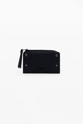 Middelgrote geborduurde portemonnee met lederlook - BLACK - U