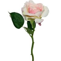 Mica Decorations Kunstbloem roos Emy - roze - 31 cm - kunststof - decoratie bloemen
