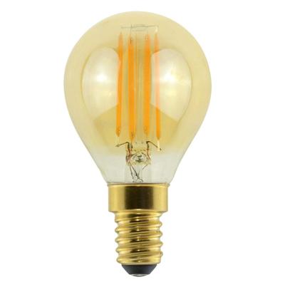 LED Filament lamp E14 - 4,5 Watt 423 Lumen - G45 Vorm - 2200K Warmwit licht - Dimbaar - Amber glas LED Filament lamp E14 - 4,5 Watt 423 Lumen - G45 Vorm - 2200K Warmwit licht - Dimbaar - Amber glas