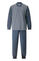 Gentlemen Warme heren pyjama badstof - Streep - Winter pyjama met boordjes - Copy