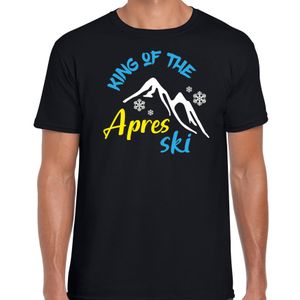 Apres ski t-shirt voor heren - king of the apres ski - zwart - winter outfit