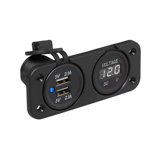 Inbouw kit: voltmeter 6-30V + USB poort dubbel 2x2100mA 450464