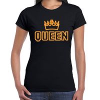 Koningsdag t-shirt - queen kroontje - dames - zwart - thumbnail