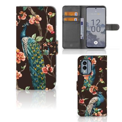 Nokia X30 | Telefoonhoesje | Met pasjeshouder | Pauw met Bloemen